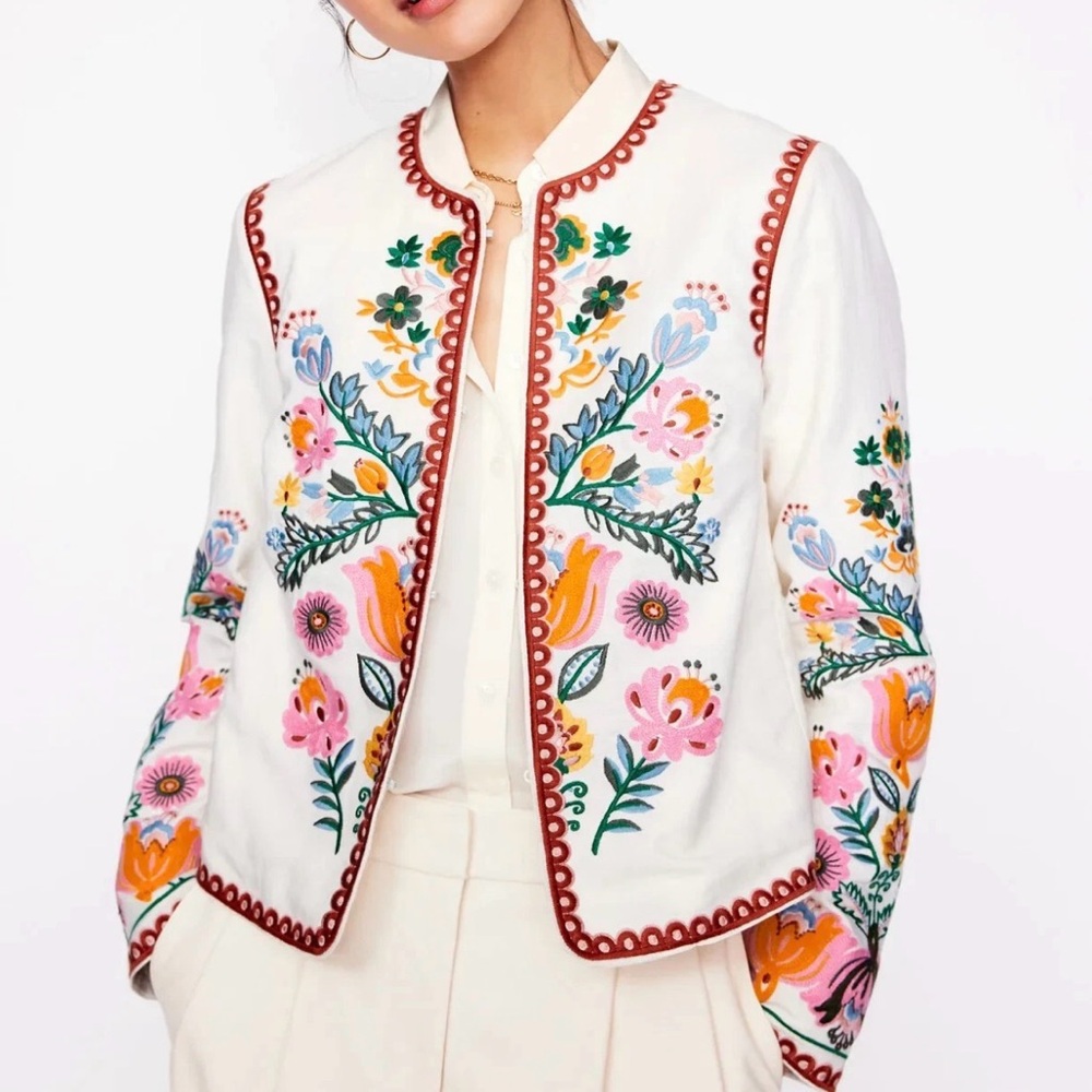 Boden jacket NWT 6 embroidered item jacket Islington Multi Floral Embroidery - Picture 2 of 15